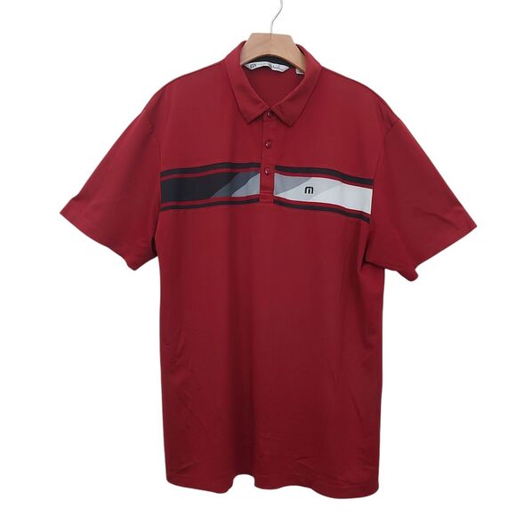 Travis Mathew Polo Shirt Mens XL Burgundy Short Sleeve Golf Performance Casual - Picture 1 of 11
